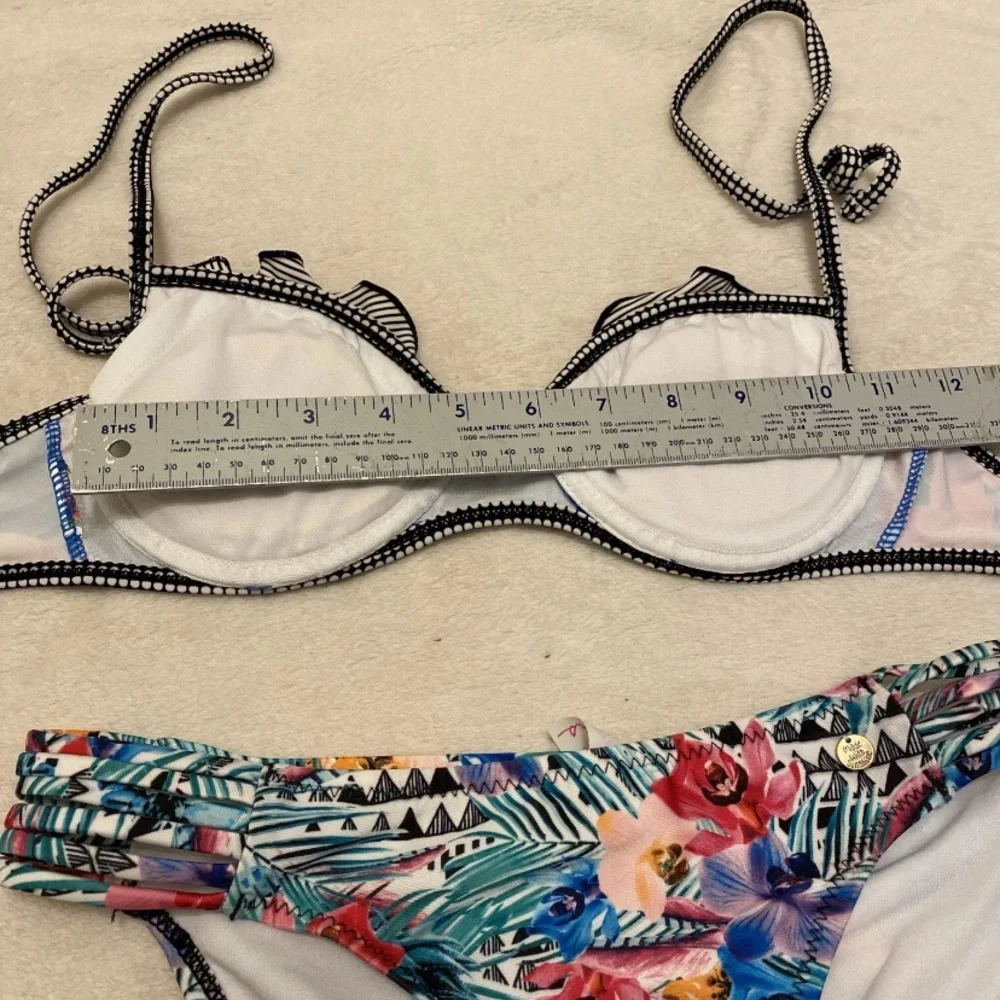 Raisins Tropical Print Bikini with Ruffle Detail